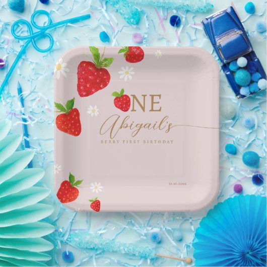 Assiettes En Carton Berry 1ère fraise Anniversaire (Fête)