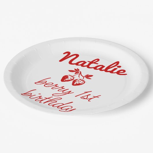 Assiettes En Carton Berry 1st Hand Drawberries Retro Anniversaire (Angle)