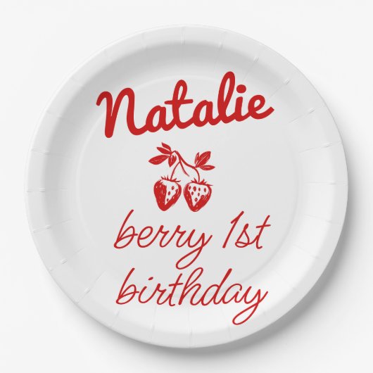 Assiettes En Carton Berry 1st Hand Drawberries Retro Anniversaire (Devant)