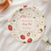 Assiettes En Carton Berry aux fraises roses Premier 1er anniversaire