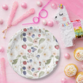 Assiettes En Carton Berry Baby shower doux Fleurs et baies sauvages (Fête)