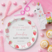 Assiettes En Carton Berry Bow rose doux été bébé fille douche (Fête)
