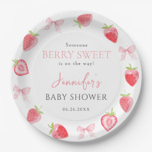 Assiettes En Carton Berry Bow rose doux été bébé fille douche