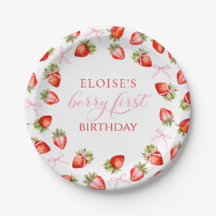 Assiettes En Carton Berry de fraise Coquette Premier anniversaire