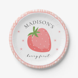 Assiettes En Carton Berry First Birday Papier Plaques Fraise Party