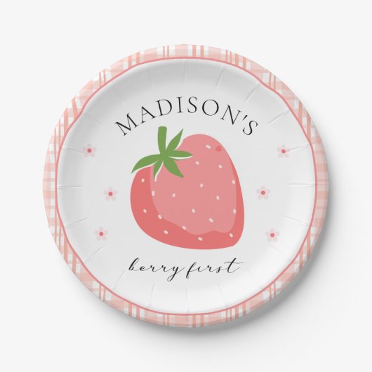 Assiettes En Carton Berry First Birday Papier Plaques Fraise Party (Devant)