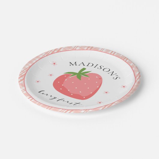 Assiettes En Carton Berry First Birday Papier Plaques Fraise Party (Angle)