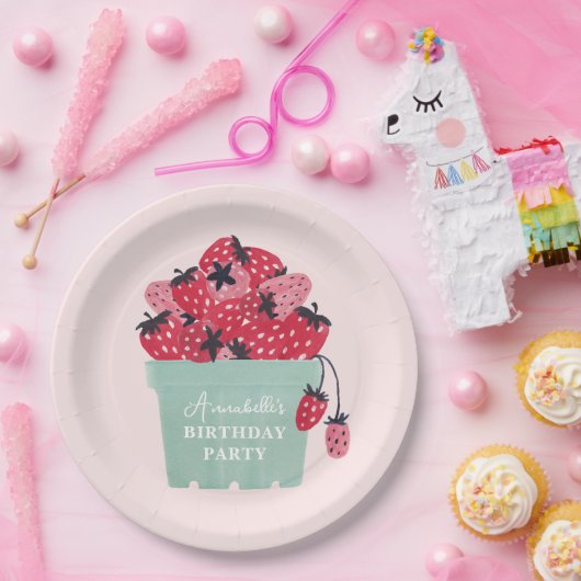 Assiettes En Carton Berry First Birday Party fraise (Fête)