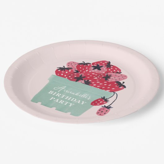 Assiettes En Carton Berry First Birday Party fraise (Angle)