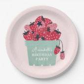 Assiettes En Carton Berry First Birday Party fraise (Devant)