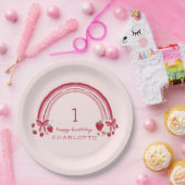 Assiettes En Carton Berry First Birday Rainbow Strawberry Bows (Fête)