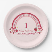 Assiettes En Carton Berry First Birday Rainbow Strawberry Bows (Devant)