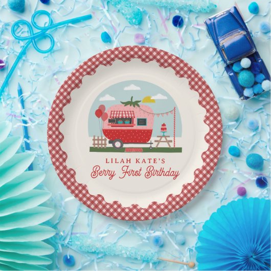 Assiettes En Carton Berry First Birday Strawberry Camper (Fête)