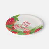 Assiettes En Carton Berry First Birthday Girls Strawberry 1er (Angle)