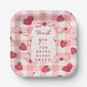 Assiettes En Carton Berry First Birthday Red Gingham Bows Square (Recto)