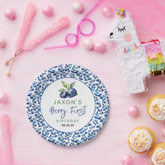 Assiettes En Carton Berry First Blueberry 1er Anniversaire (Fête)