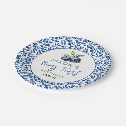 Assiettes En Carton Berry First Blueberry 1er Anniversaire (Angle)