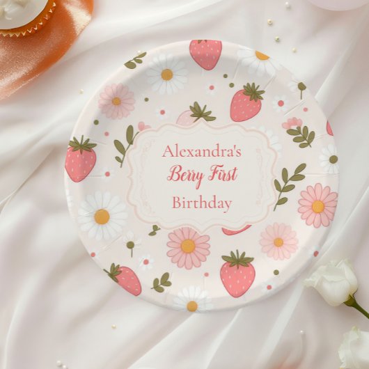 Assiettes En Carton Berry First | Cute Fille aux fraises 1er anniversa