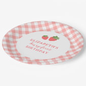 Assiettes En Carton Berry First Pink Strawberry Gingham (Angle)