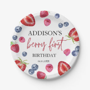 Assiettes En Carton Berry First Strawberry 1er fête d'anniversaire Per