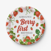 Assiettes En Carton Berry First Strawberry 1er fête d'anniversaire Per (Devant)