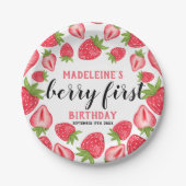 Assiettes En Carton Berry First Strawberry 1er fête d'anniversaire Per (Devant)