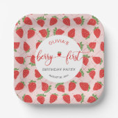 Assiettes En Carton Berry First Strawberry 1ère fête d'anniversaire (Recto)