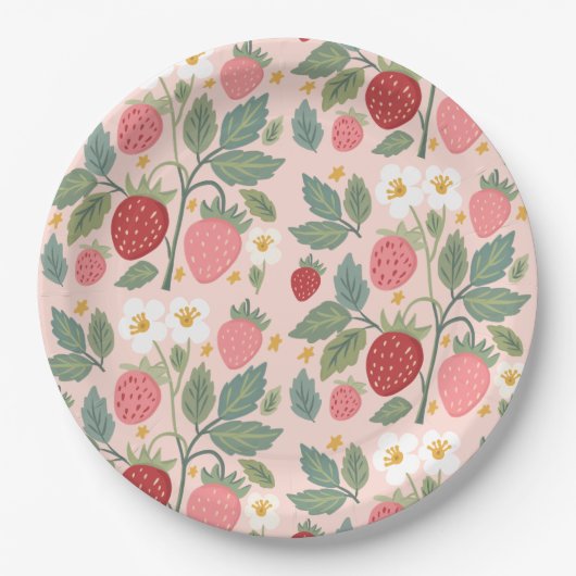 Assiettes En Carton Berry First Strawberry Bouquet Anniversaire (Devant)