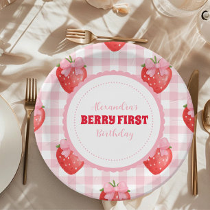 Assiettes En Carton Berry fraise Boho doux 1er anniversaire
