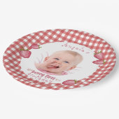 Assiettes En Carton Berry fraise Premier anniversaire (Angle)