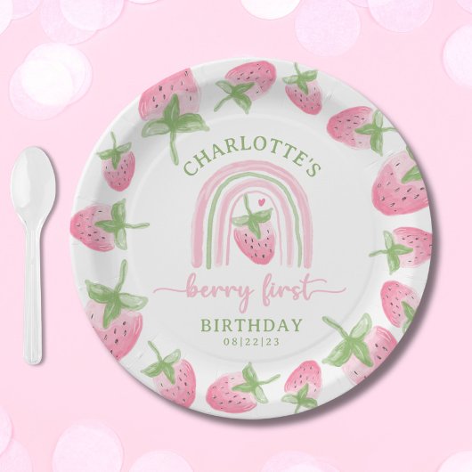 Assiettes En Carton Berry fraise Premier anniversaire