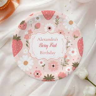 Assiettes En Carton Berry fraise rouge 1er anniversaire fête