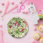 Assiettes En Carton Berry Holly Festive et aquarelle À feuillage persi (Fête)