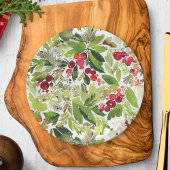 Assiettes En Carton Berry Holly Festive et aquarelle À feuillage persi