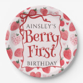 Assiettes En Carton Berry personnalisé Première coquette rose Bow 1er (Devant)