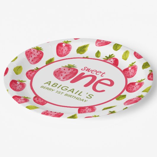 Assiettes En Carton Berry Premier anniversaire (Angle)