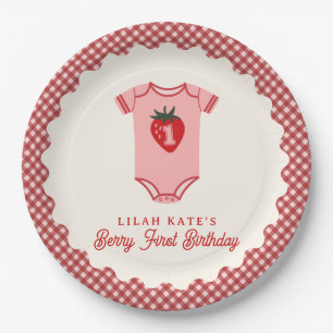 Assiettes En Carton Berry Premier Anniversaire Boiserie fraise