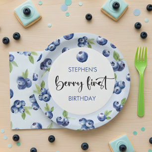 Assiettes En Carton Berry premier anniversaire de enfant de bleuets