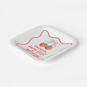 Assiettes En Carton Berry premier anniversaire de fraise Bow rose (Angulaire)