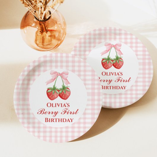 Assiettes En Carton Berry premier anniversaire de fraise Bow rose En v