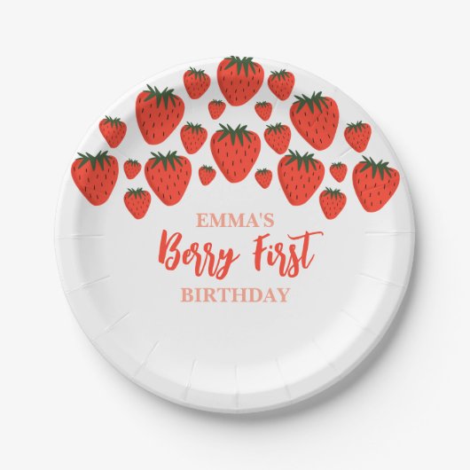 Assiettes En Carton Berry Premier anniversaire de la conception fraise (Devant)