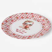 Assiettes En Carton Berry Premier anniversaire En vichy (Angle)
