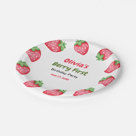 Assiettes En Carton Berry Premier anniversaire fraise 1er anniversaire (Angle)