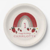 Assiettes En Carton Berry Premier anniversaire fraise arc-en-ciel Flor (Devant)