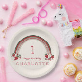 Assiettes En Carton Berry Premier anniversaire fraise Floral Arc-en-ci (Fête)