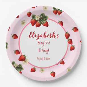 Assiettes En Carton Berry rouge et rose Premier bébé Fête d'anniversai