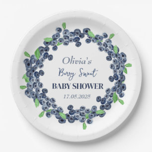 Assiettes En Carton Berry Sweet Baby shower Blueberry Baby Girl Boy