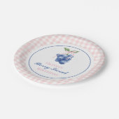Assiettes En Carton Berry Sweet bleu anniversaire Pink Bow En vichy (Angle)