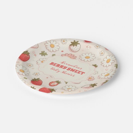 Assiettes En Carton Berry Sweet Rose Coquette bébé (Angle)