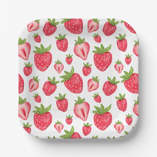 Assiettes En Carton Berry Sweet Strawberry Patten mignon Anniversaire (Recto)